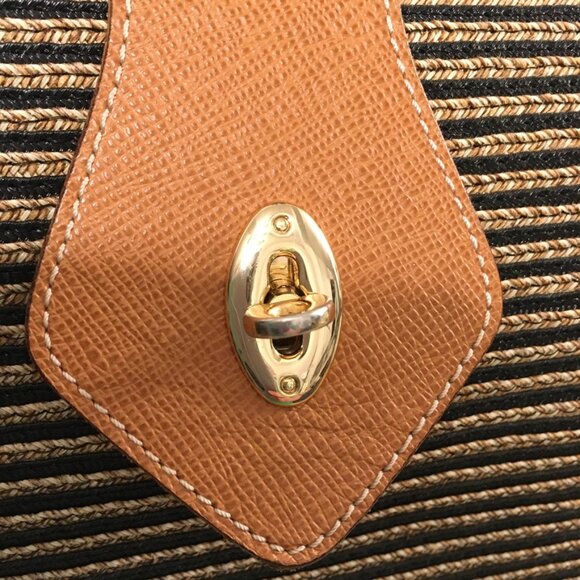 Eric Javits Squishee Woven Straw Shoulder Bag Leather Trim - Picture 8 of 12